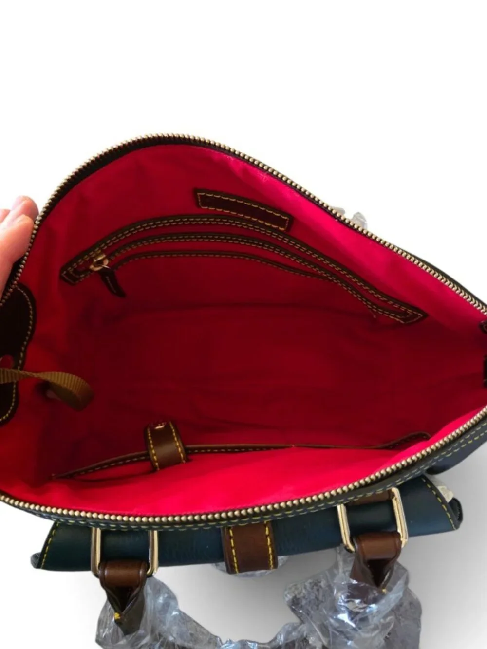 Dooney & Bourke Samba Denim Blue Leather Satchel NWT Crossbody Dust Bag
